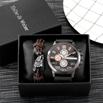 2022 New Style Luxury Men Watch Bracelet Set Super Cool Bracelets Vintage Quartz Watches Gift Box Valentine's Day for Boyfriend-36860