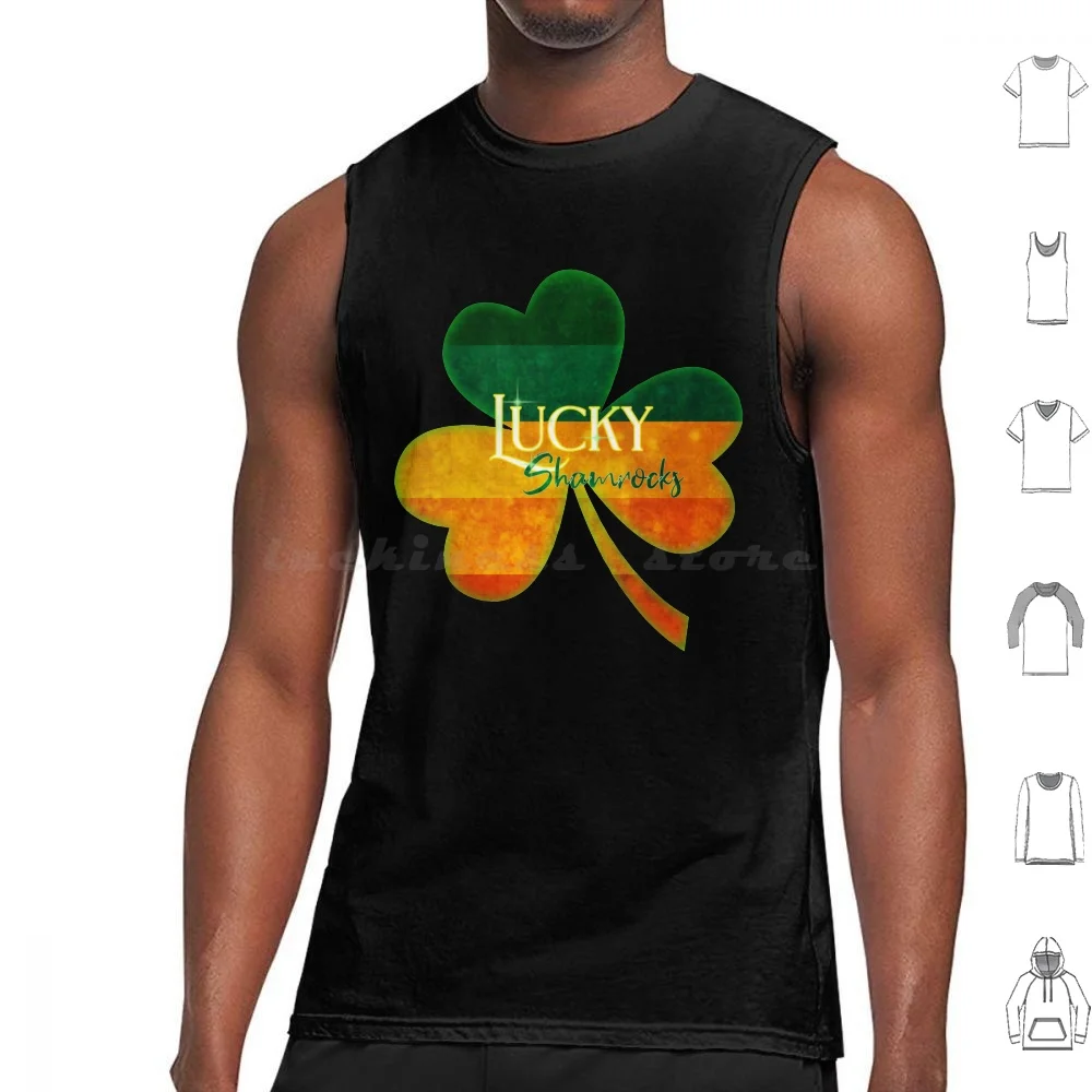 

Day Lucky Shamrocks Clover Design Tank Tops Vest Sleeveless Day Happy Day Saint Saint Day Irish Ireland Clover Lucky Shamrock