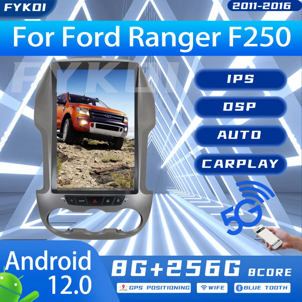 

Автомагнитола FYKOI для Ford Ranger F250 2011-2016, Автомобильная Мультимедийная система Carplay, Android, автомобильная система Bluetooth, 4G, Wi-Fi, DSP, GPS-навигация
