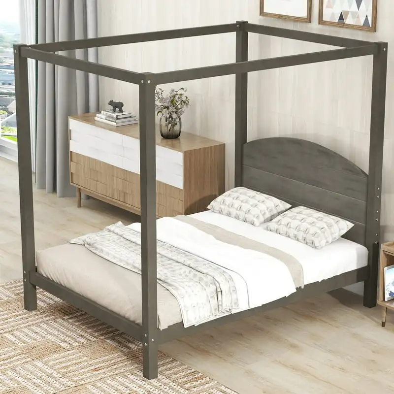 

Full Size Bed, Solid Wood Platform Bed with Headboard for Kids Bedroom, Brown Base para cama Human dog bed Inflatable bed