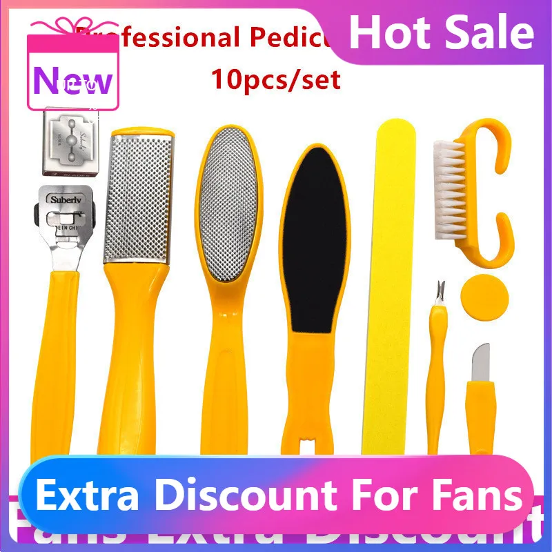 

Новинка 2022, набор инструментов для профессионального педикюра 10 в бритве, Рашпиль для ног, средство для удаления пяток, отшелушивающий уход ...