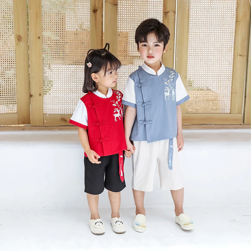 Костюм ханьфу для детей в стиле унисекс костюм Тан традиционная Праздничная