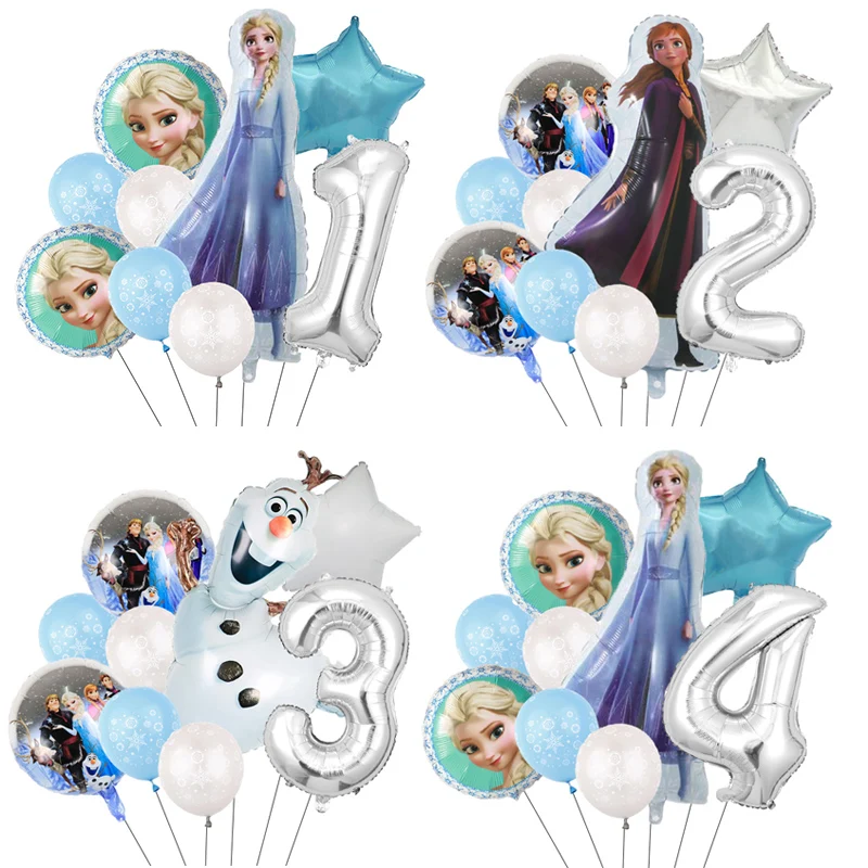 

9pcs Disney Frozen Olaf Elsa Anna Snow Queen Princess Foil Balloon Air Inflatable Globo Baby Shower Birthday Party Decorations