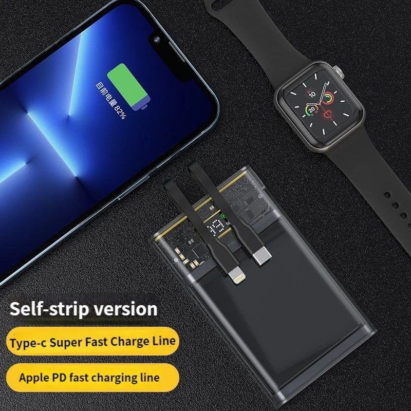 20000mah Transparent PD 22.5w Power Bank Super Quick Charging Portable Battery Mini Power Bank For Apple Xiaomi Huawei Samsung