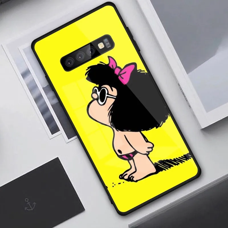Фото Mafalda милые Мультяшные девушки фотообои для Samung A32 A51 A52 NOTE 10 20 S10 S20 S21 S22 Pro Ультрачерный PC стеклянный чехол для телефона №3