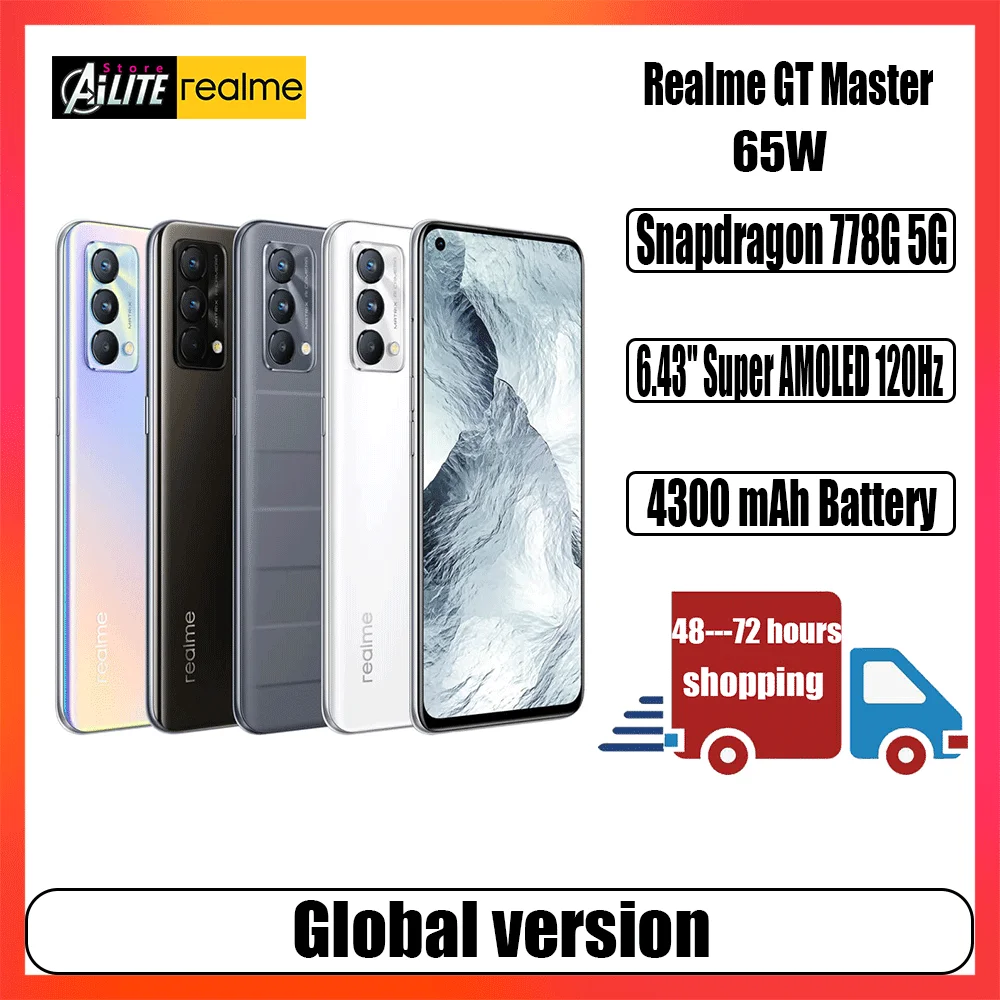 

Смартфон Realme GT Master Edition, NFC, 6,43 дюйма, Super AMOLED, Snapdragon 778, смартфон с восьмиядерным процессором, 4300 мАч, задняя камера 64 мп