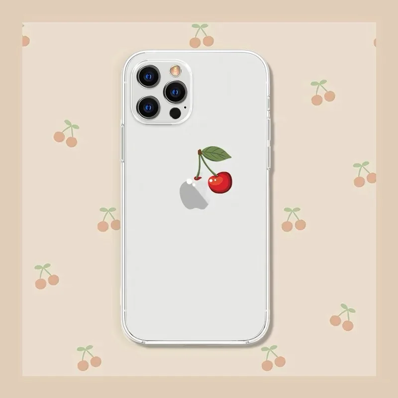 

Cherry Fun for iphone 11 12 13 mini pro max shatterproof transparent phone case