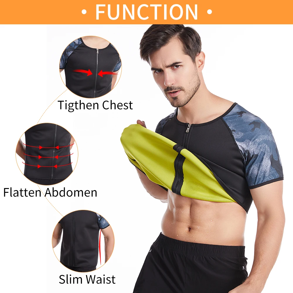 Men Body Shaper Waist Trainer Sweat Shirt Neoprene Sauna Suit Slimming T-Shirt Workout Shapewear Tank Tops For Weight Loss
