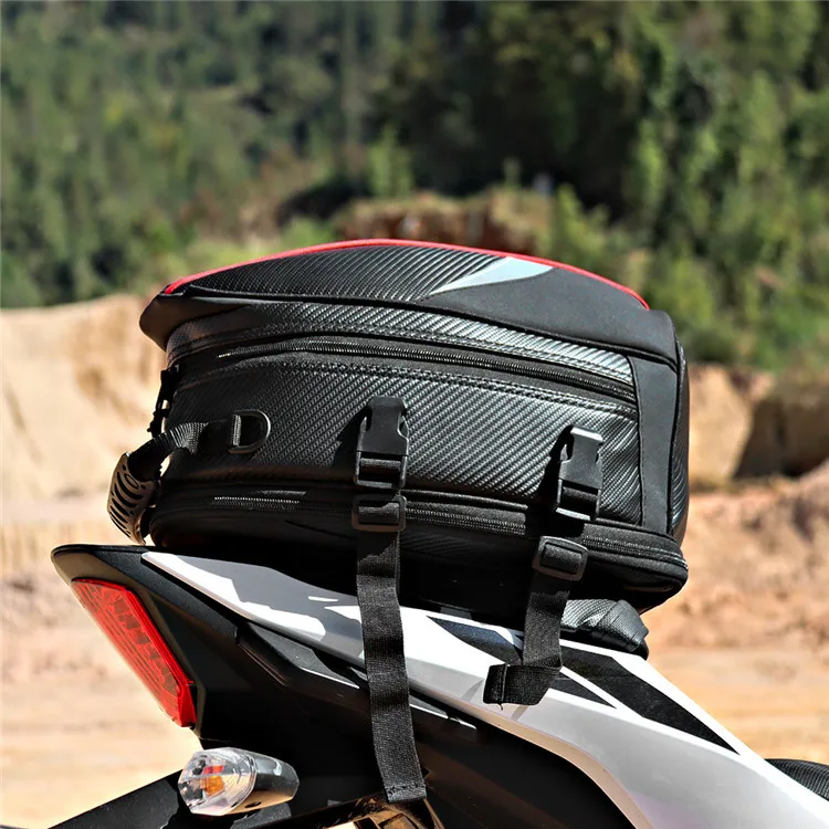 

New Motorcycle Tail Bag Black Motorbike Waterproof Tail Travel Rider Luggage Rear Back Seat Bag Large Capacity Saddle Bag