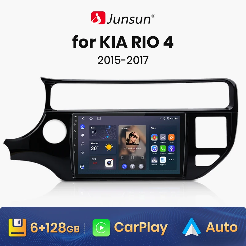 

Junsun V1pro Беспроводной CarPlay автомагнитола Android Auto Аудио для авто мультимедиа автомобиля для кио Рио 4 For Kia RIO 4 K3 2015 - 2017 4G 2дин магнитола андройд GPS магнитола для авто