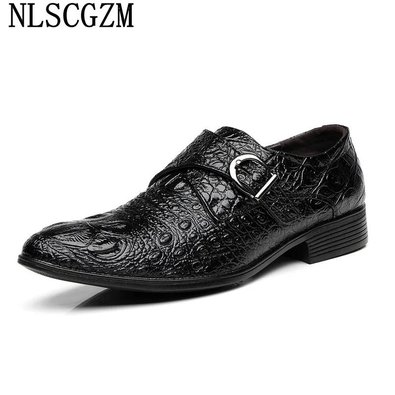 

Monk Strap Party Shoes for Men 2023 Crocodile Shoes Men Brown Men Dress Shoes Leather Sapato Social Masculino обувь мужская