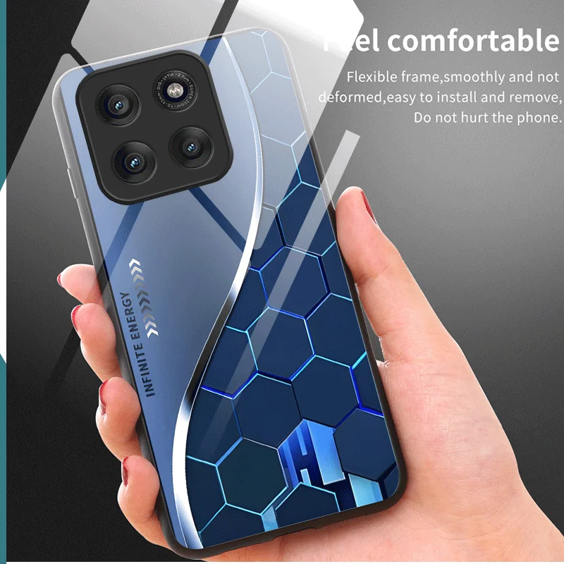 Фото Чехол из закаленного стекла для Motorola Moto G17 G57, защитный чехол с градиентным цветным узором, задняя крышка, чехол-накладка №2