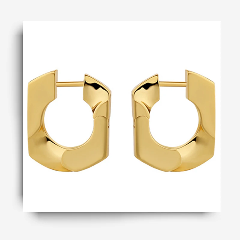 

Simple Cool Style Personality Ear Buckle Silver Trend Geometric Square Hoop Earring For Women Charm Versatile Ear Jewelry