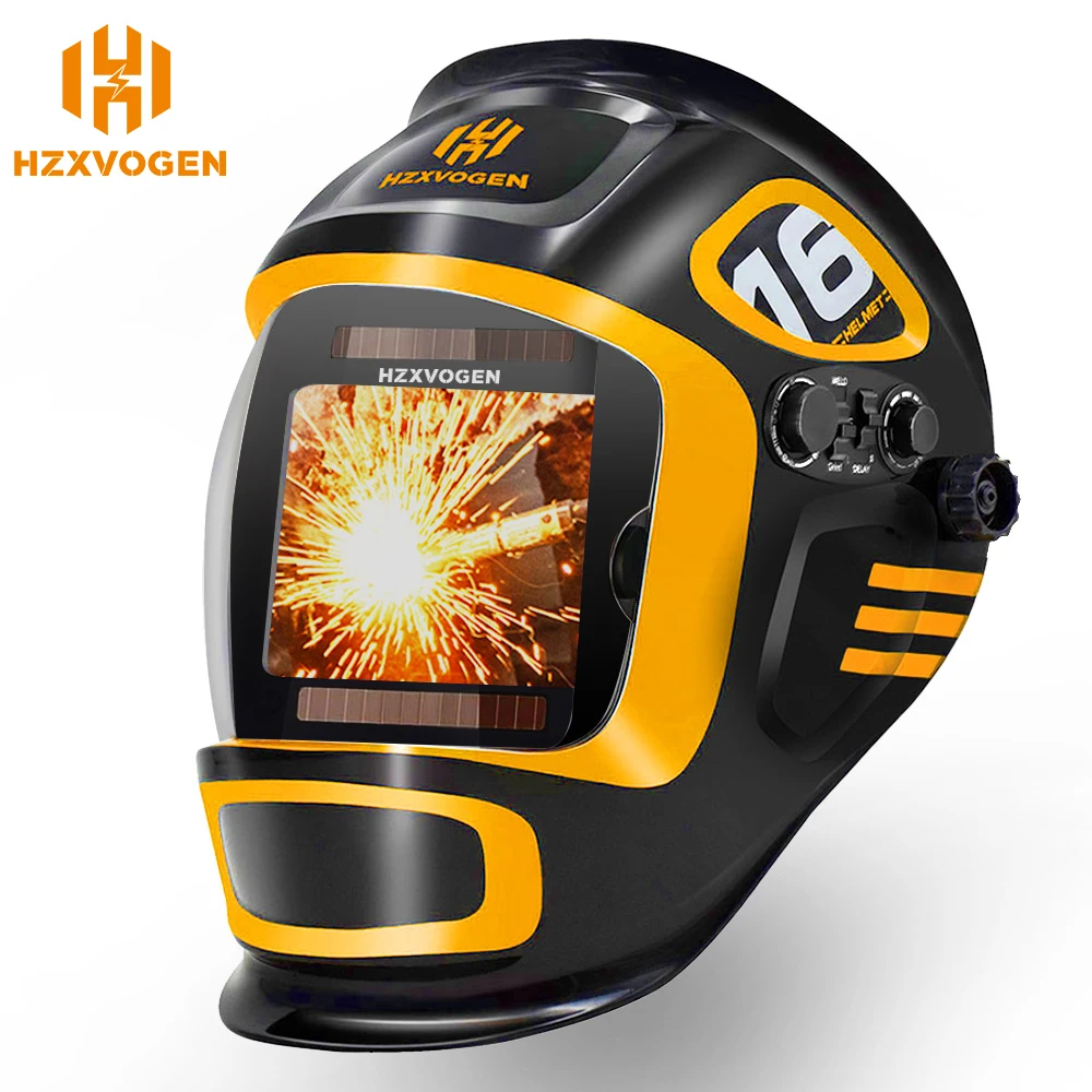 HZXVOGEN Welding Helmet ​Large Viewing Screen True Color Solar Powered Auto Darkening 4 Arc Sensor for TIG MIG Arc Cutting Welde