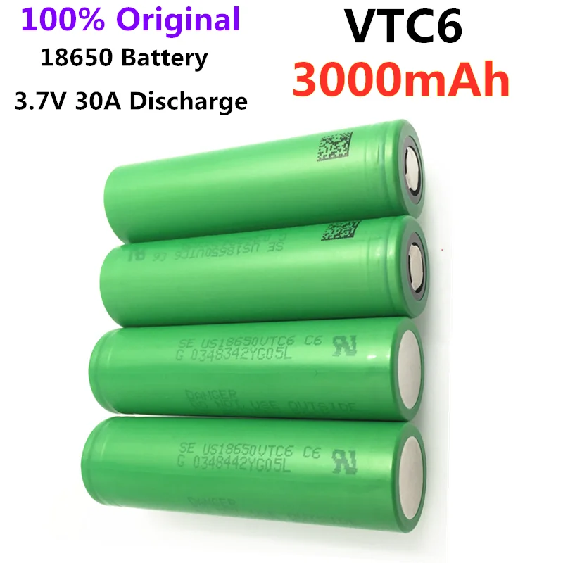Аккумулятор VTC6 18650 3000 мАч 3 7 в 30 А перезаряжаемые батареи с высоким разрядом для