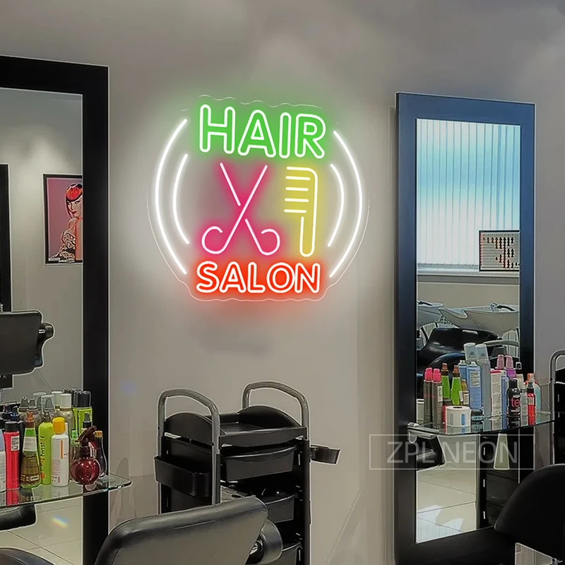Hair Salon Neon Sign Light Beauty Salon Barber Led Neon Light Sign Salon Decor Business Led Light Sign Custom Hair Salon Neon