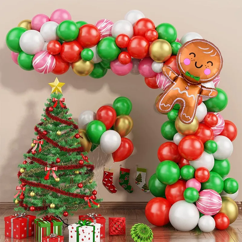 

105Pcs/Set Balloon Arch Kit Gingerbread Man Cartoon Balloons Christmas Decor Kids Birthday Party Balloon Garland Arch Kits