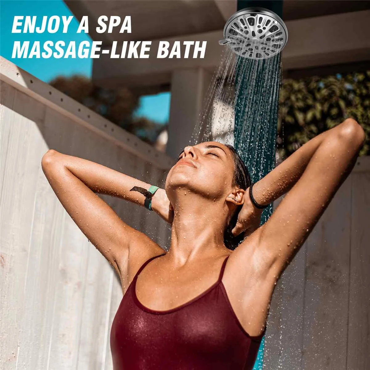 

High Pressure Shower Head 9-mode Water Saving Overhead Bracket Handheld Fixed Chrome Face Rain Shower Heads Rain Pauses Massage