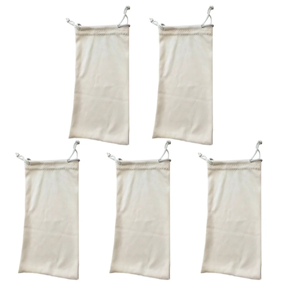 

1 Set 5Pcs Microfiber Glasses Bags Drawstring Sunglasses Pouches (White)