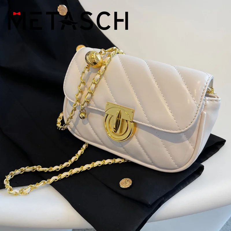 

METASCH Summer Small Knitting Bag 2022 New Fashion Knitted Chain Shoulder Women Bag Versatile Messenger Bag Crossbody Bag