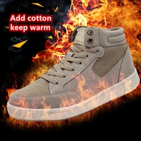 2022 new trekking shoes men hiking black suede ankle boots mens classic high top fashion casual warm plush sneakers big size 49