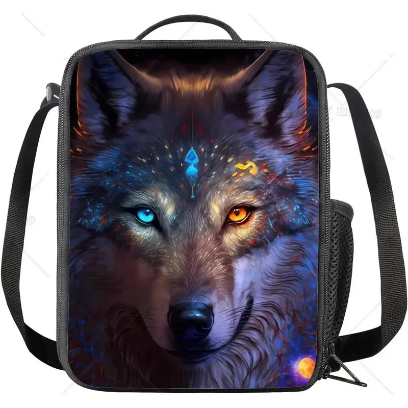 Многоразовая сумка для обеда с принтом головы волка мальчиков и мужчин