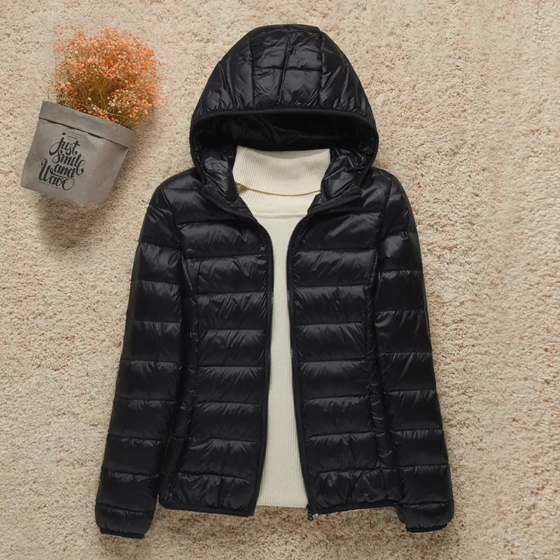 

New Women Thin Down Jacket White Duck Down Ultralight Jackets Autumn And Winter Warm Coats Portable Outwear