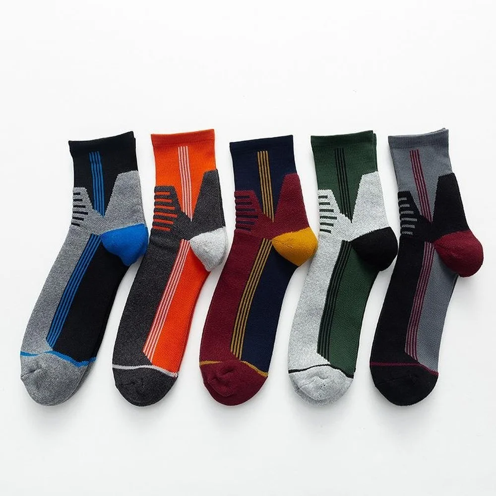 5 Pairs Foot Terry Thickened Cotton Men Sports Socks Professional Outdoor Running Exercise Casual Women Cotton Socks
