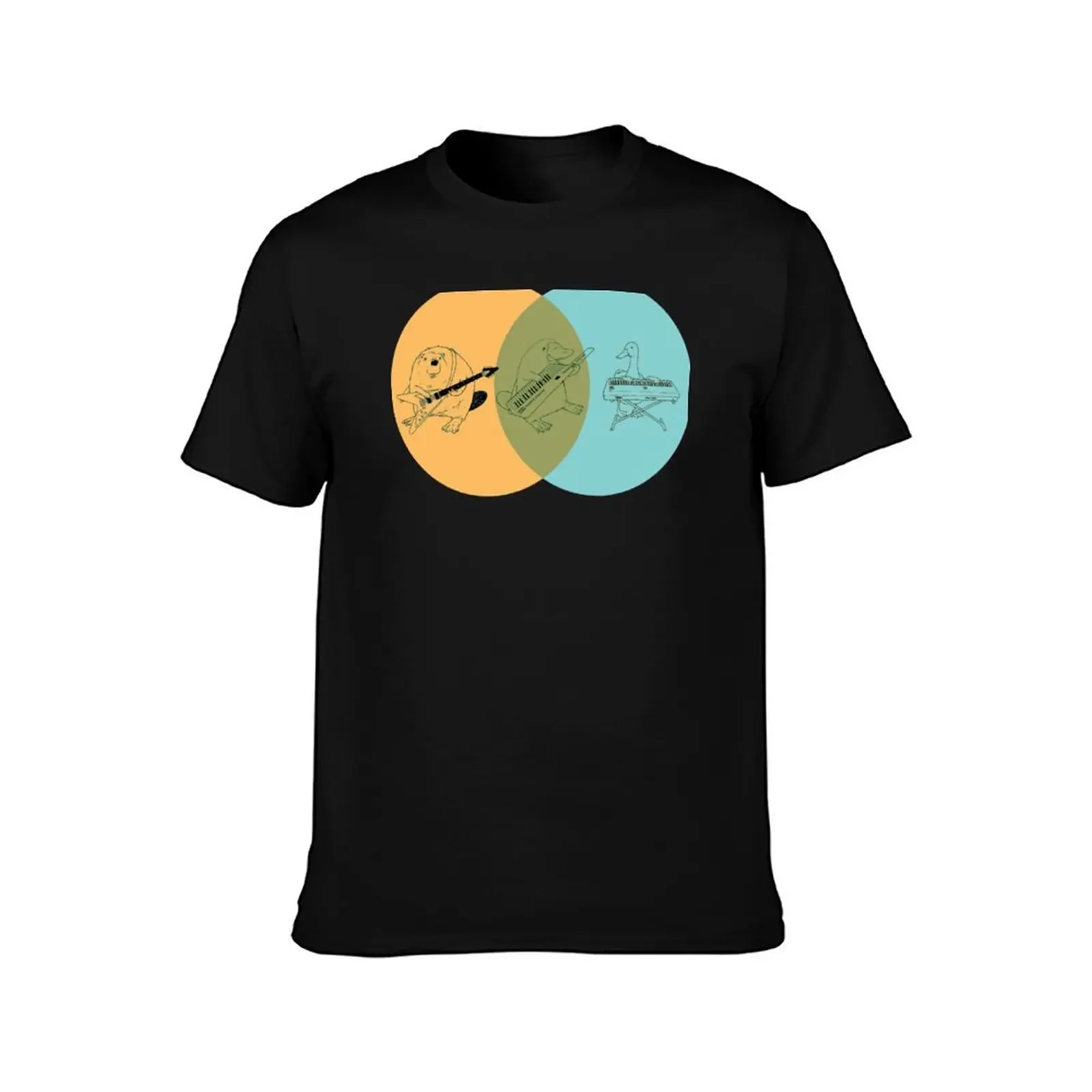 Фото Keytar Platypus Venn Diagram-футболка OGB, винтажная футболка с рисунком, фигурки аниме, синяя арховая уличная одежда, мужская футболка №2