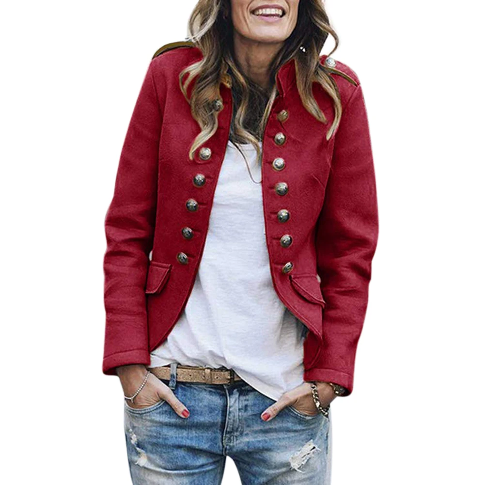

Women Autumn Coat Polyester Warm Long Sleeve Slim Fit Blazer Office Ladies Vintage Slim Elegant Loose Version Jacket