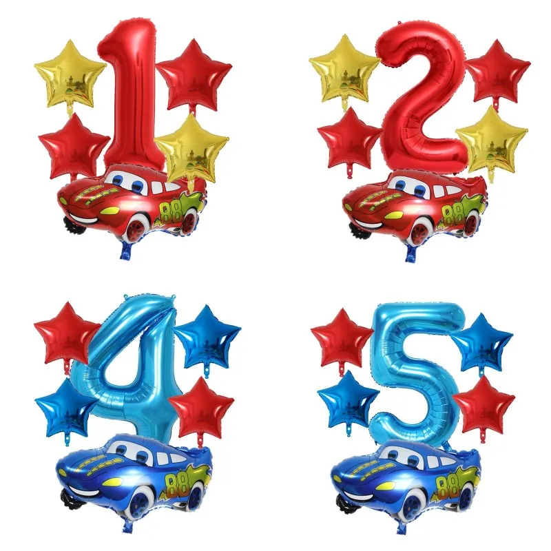 Набор мультяшных автомобильных фольгированных воздушных шаров большого размера