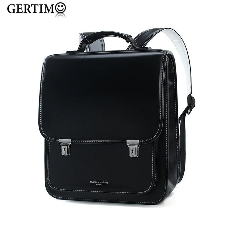 

Japanese Randoseru Backpack School Backpacks for Kids Girls Boys Orthopedic Rucksack Children PU Japan Primary Schoolbag Black