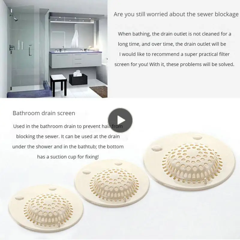 

Deodorant Sink Pad Silicone Anti-clogging Sewer Hair Filter Beige Reusable Sink Filter Sewer Filter Floor Drain Hair Filter