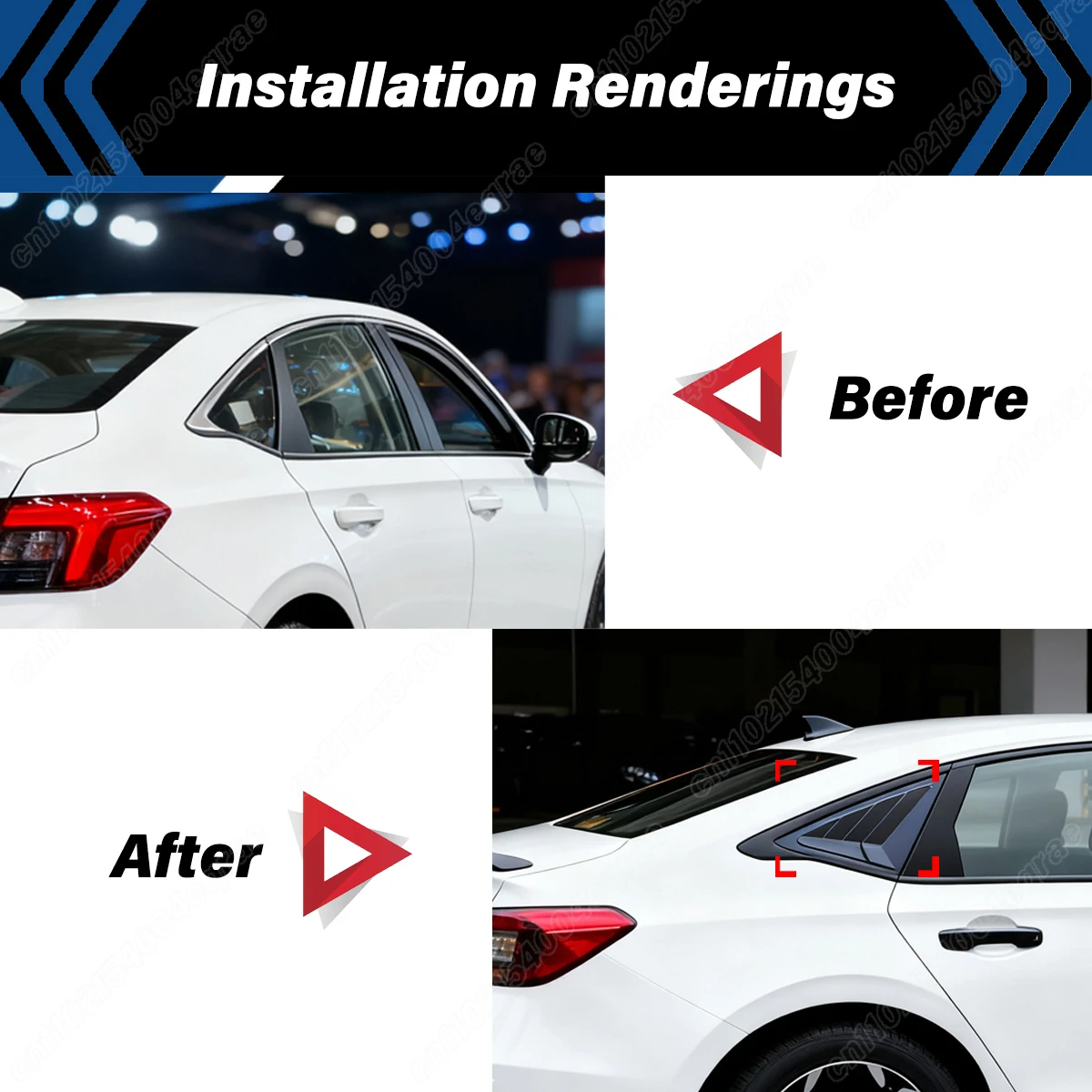 Фото Аксессуары для Honda Civic 11-го поколения 2022 2023, жалюзи на заднее боковое окно, вентиляционное отверстие, жалюзи, комплект кузова, аксессуары №2
