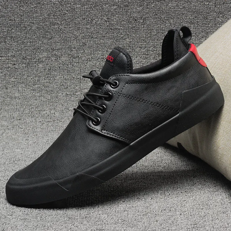 

Autumn Men's Vulcanize Shoes 2022 Fashion Pu Leather Casual Shoes Youth Elastic Band Sneakers For Men Soft Sole Loafers Shoes