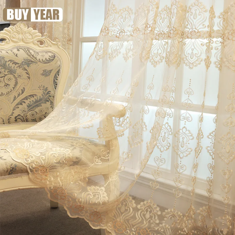 Европейские пасторальные вышитые тюлевые занавески для гостиной спальни