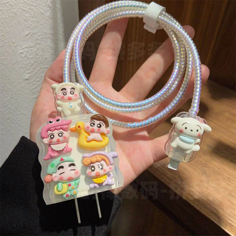 

Kawaii Crayon Shin-Chan Cartoon Iphone14/13Pro Max 20W Charger Data Cable Protective Case Wear-Resistant Animation Peripherals