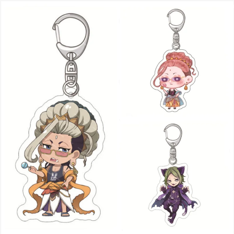 Cartoon Cute Record of Ragnarok Theme Keychain Anime Figure Acrylic Key Chain Sasaki Kojirou Jack The Ripper Key Ring Holder