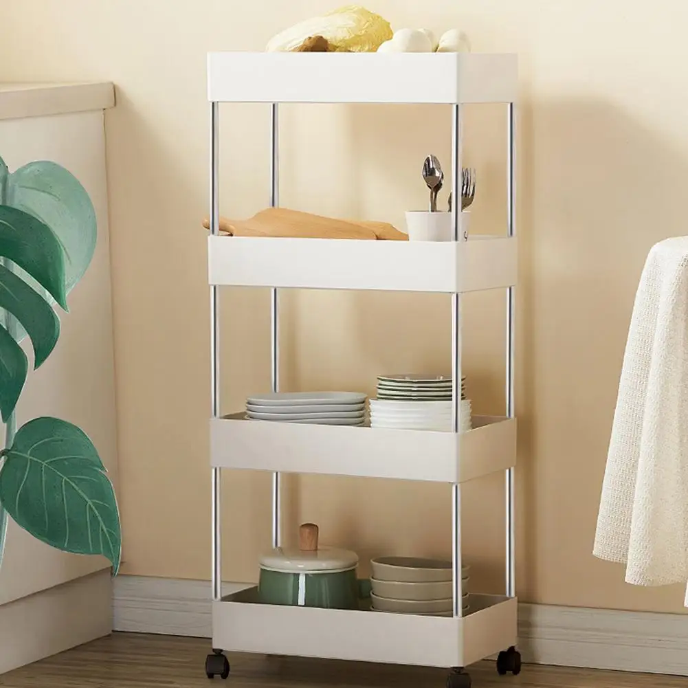 

Trolley Rack Compact Size Easy Cleaning Space Saving Rolling Shelf for Bathroom Kids Room Laundry Room