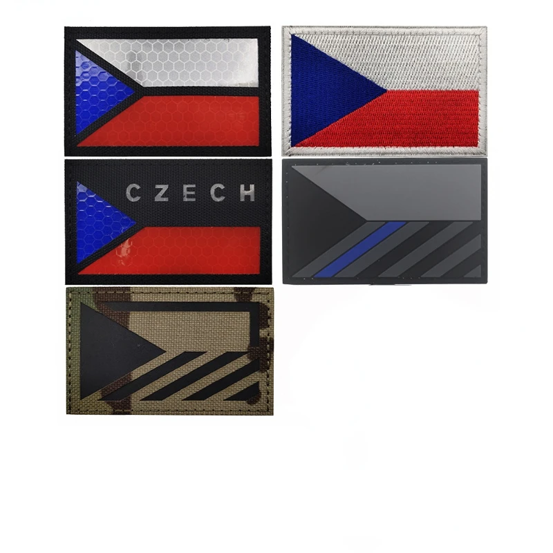 

Czech IR Flag Hook & Loop Patch Custom Camo Embroidery Reflective PVC Morale Badge for Military Tactical Outdoor Backpack Helmet