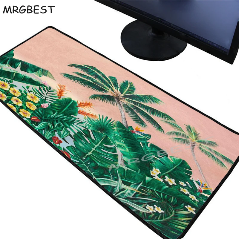 

MRGBEST Orange Background Banana Leaf Rectangular Rubber Non-slip Mousepad Gaming Laptop Durable Large Mouse Pad Lockedge Csgo L