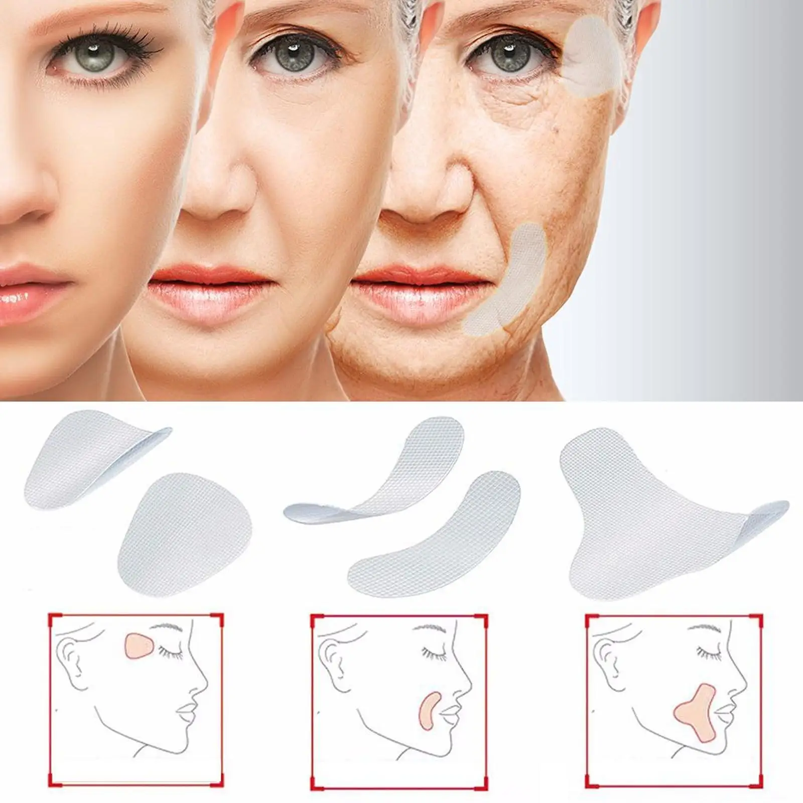 

100set V Shape Face Pads Anti Wrinkle Quick Tighten Wrinkle Removal Tool