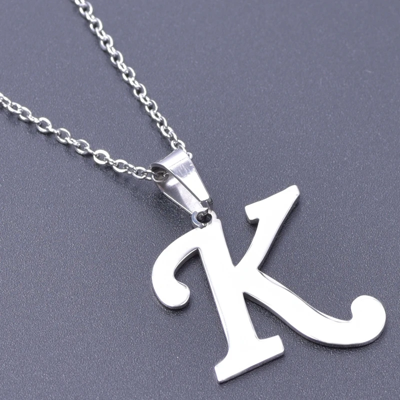 

1Pcs Stainless Steel Necklace for Women/Men Choker A-Z English Letter Pendant 50cm Chains Fashion Female Vintage Jewelry Gifts