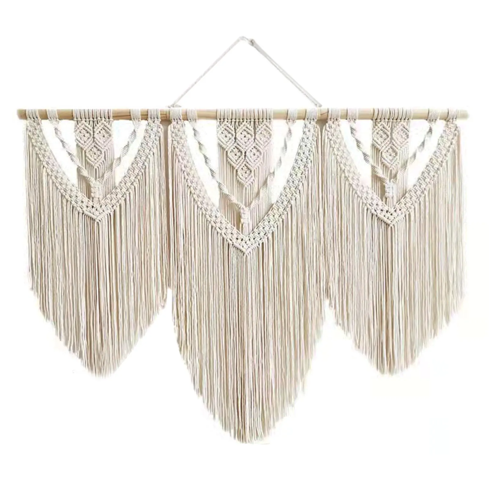 

Macrame Tapestry 110 X 82cm Curtain Bedroom Wall Hanging Tassel Large Background Wedding Home Decor With Wooden Stick Hand Woven