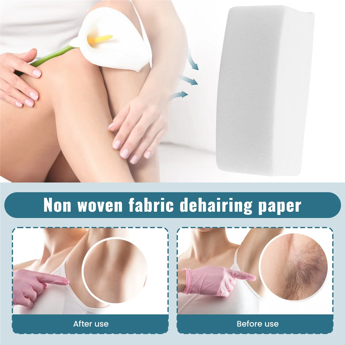 100 шт./набор бумага для депиляции Нетканая ткань лица шеи рук ног тела вощеная