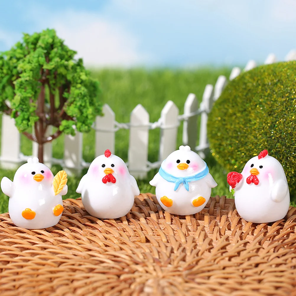 

8 Pcs Mini Statue Mini Chicken Figure Tiny Animals Ornament