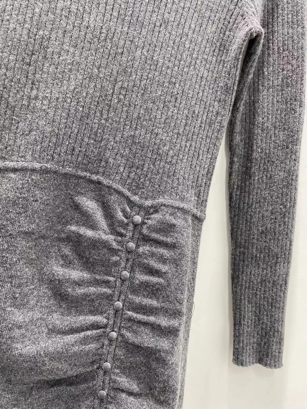 

Women Maxi Dress Slim Knitted Long Sleeve Split Hem Casual Robe