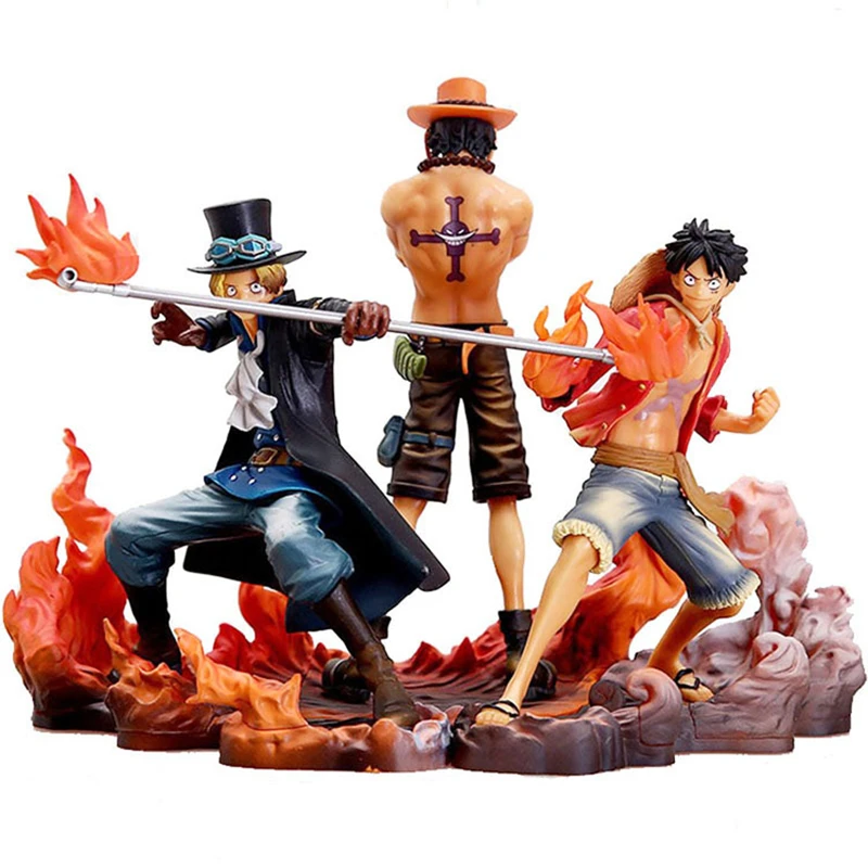 

3PCS One Piece Anime Figurine Brothers Set Monkey D Luffy Ace Sabo PVC Action Figure Collection Model Decor Toys Gift 14-17CM