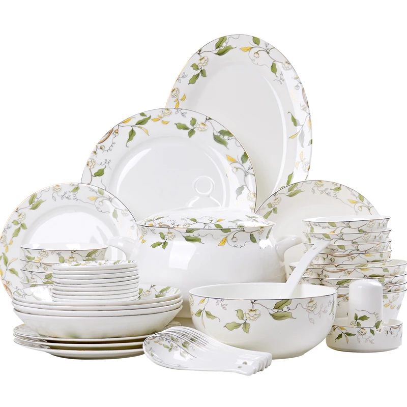 

1pc Tangshan Bone Porcelain Bowls and Dishes with Pottery Bowls and Plates with Soup Bowls and Noodles