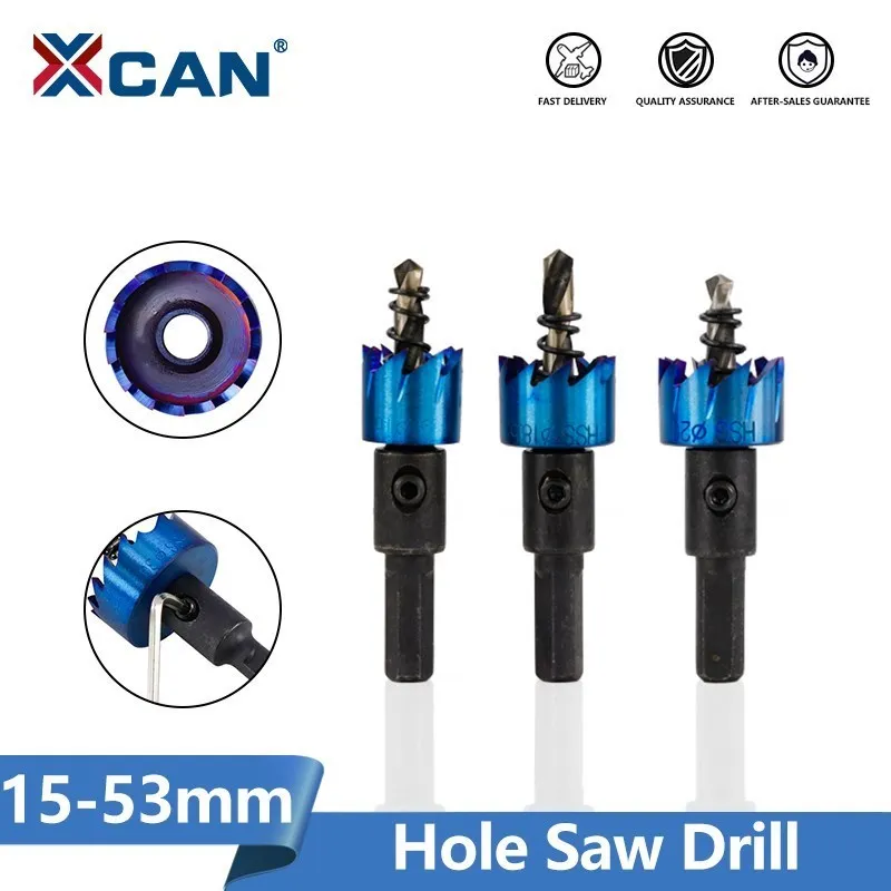 

XCAN 15-53mm Hole Saw Drill HSS Steel Hole Opener Cutter Nano Blue Coated Core Drill Bit for Metal Drilling Tool